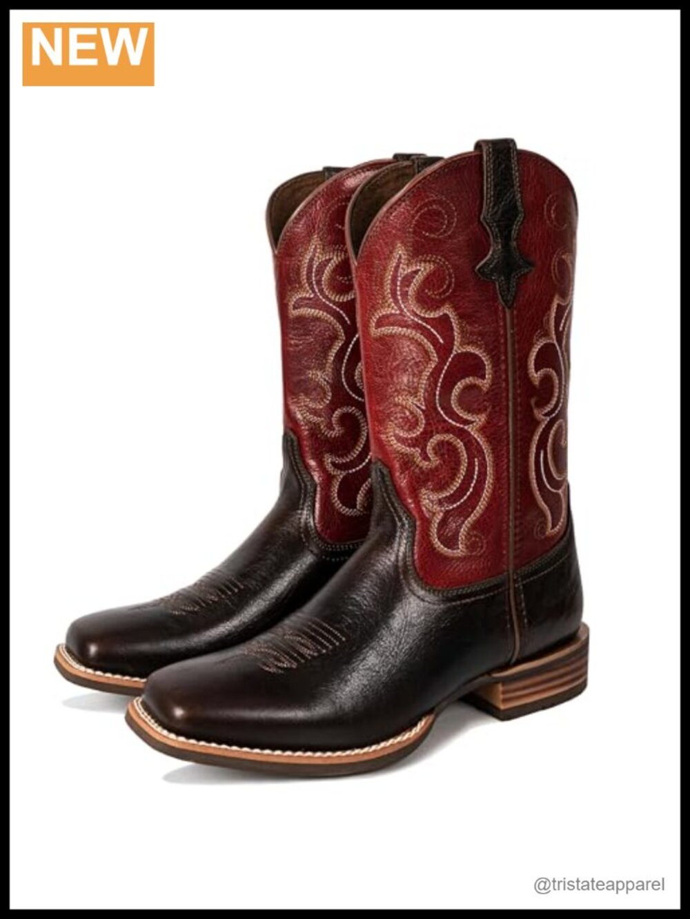 Square Toe Cowboy Boots for Women Full Grain Leather Pull On Wide Calf